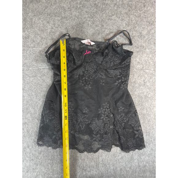 Victorias Secret Top Womens Large Black Floral Lace Sheer Cami Teddy Underwired - Picture 4 of 8
